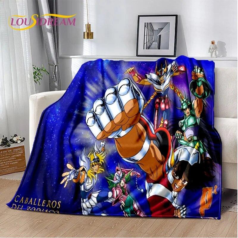 Cartoon Saint Seiya Retro Anime HD Blanket,Soft Throw Blanket for Home Bedroom Bed Sofa Picnic Travel Office Cover Blanket Kids