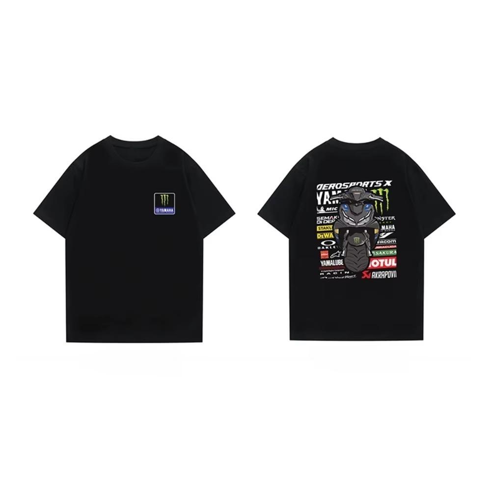 

Мужская дышащая футболка с коротким рукавом, модный бренд Yamaha, анимационная печать, свободный крой, круглый вырез, K2y XXXXXL чёрный