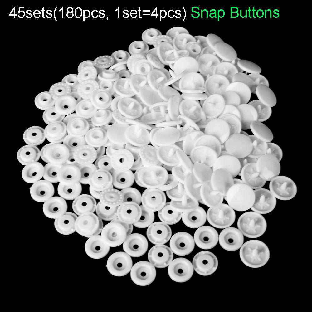 

45sets(180pcs) Sewing Accessories Stud Plastic transparent Press Button Fasteners Snap Buttons білий