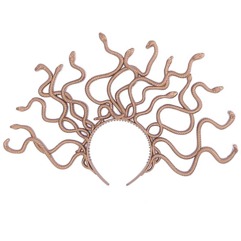 

Halloween Headband Medusa Curved Snake Shape Hair Hoop Rave Party Headpiece Hair Band Party Cosplay Costume Props Unisex золотой