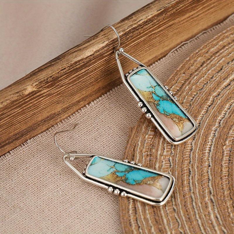 Bohemian Style Creative Retro Geometric Pendant Earrings, Colorful Graffiti Earrings Accessories, Holiday Jewelry Gifts