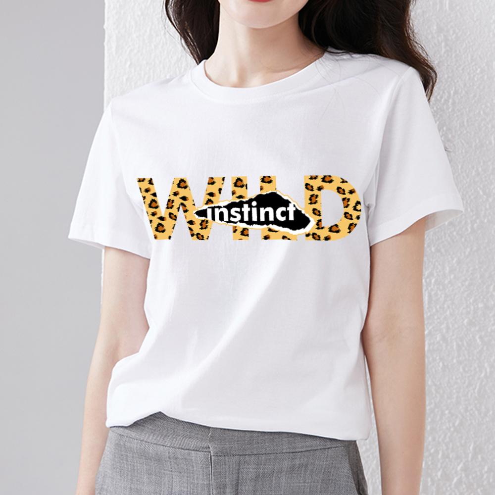 Klasické triko Street Trend Slim Dámské Univerzální Tiger Leopard Potištěné Neformální Výstřih do O Pohodlné Prodyšné Top s krátkým rukávem