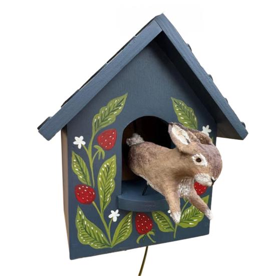 Kinetic Art Birdhouse Wall Decor Animal in House Wall Decoration Outdoor Garden Wall Art for Farmhouse Home Room Yard Patio Porch