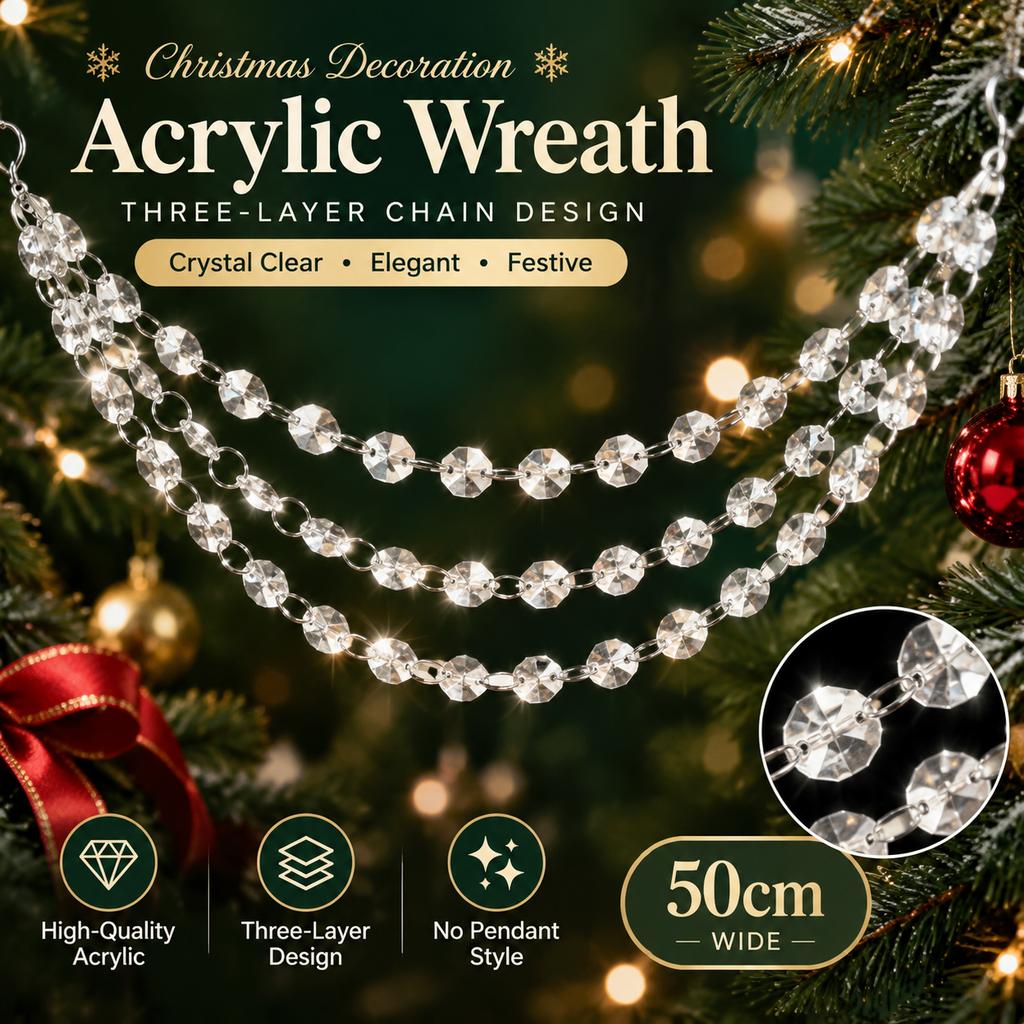 Acrylic Christmas Wreath with Snowflake Icicle Design