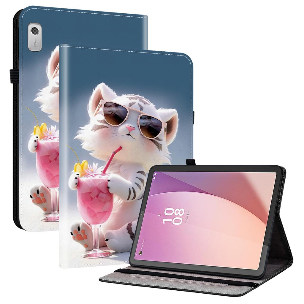 Pro Lenovo Tab M9 Kožené pouzdro Vzor Tištěný Stojánek Kryt na tablet se sloty na karty