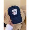 Cute Cartoon Labeled Dog Butterfly Soft Top Baseball Cap Showing Face Sweet Girl Versatile Baseball Cap