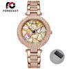 FORE CAST Neue Elegante Quarz Damenuhr Luxus Strassstein Stil Mode Damen Wasserdichte Damenuhr Stahl