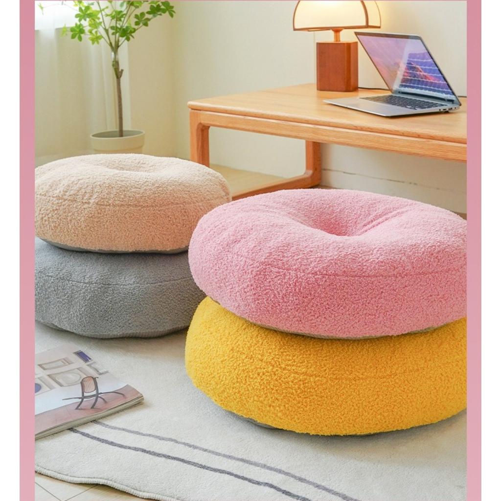 Solid color Teddy velvet cushion, thickened circular balcony window sill, floor tatami seat cushion