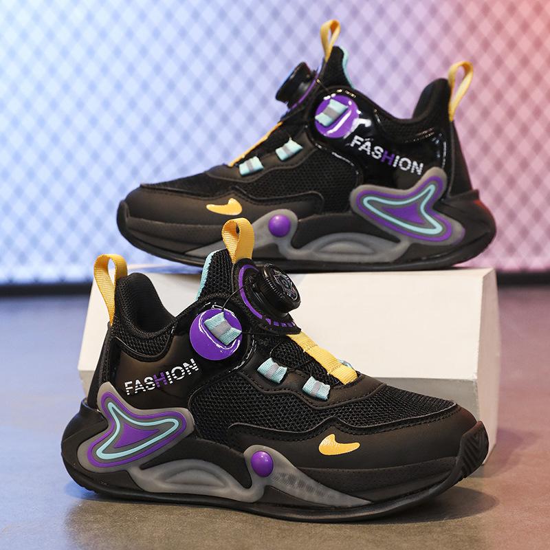 Children's sports shoes Double net breathable middle and older children's casual basketball shoes Boys and girls students competition training shoes 2