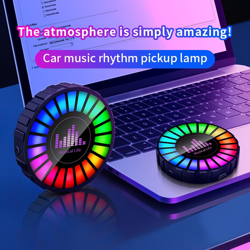 Car air outlet aromatherapy rhythm light car mounted perfume pickup light voice controlled music atmosphere light