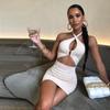 Backless Skirt Buttock Short Womens Solid Color Hanging Neck Style Sexy Slim Sleeveless Party Dress
