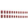 24 Pcs Burgundy Shiny Diamond New Year's Red Fire Nail Art Shiny Gold Powder Hot Sale New Diamond Wear Nail Fake Nails
