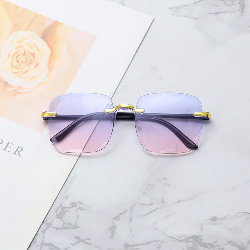 Trendy Large Square Rimless Sunglasses - Women's Street Style Fashion
