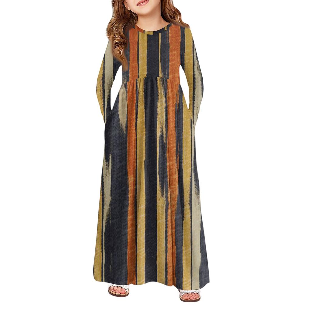 Girls' Maxi Dress - Long Sleeve Pocket Dress