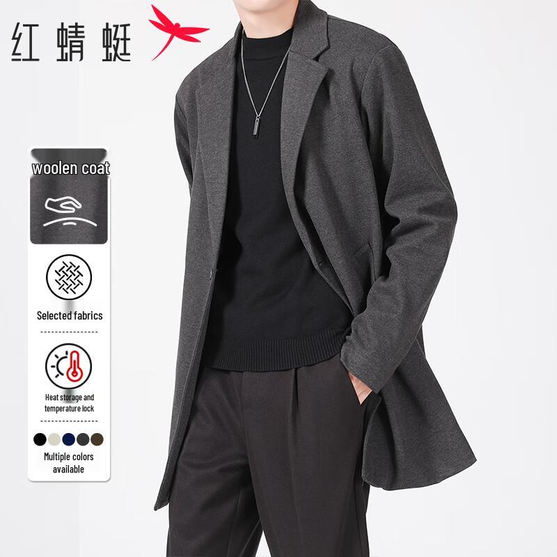

RED DRAGONFLY Men s Business Casual Wool Blend Mid-Length Overcoat 3XL