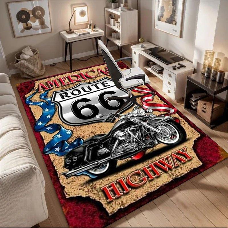 

Americas Route 66 Highway Metal Sign Motorcycle Decor Office Mat Home Decor Office Desk Chair Rugs Chair Carpet for office Chair Mat Gift F 60cm by 90cm