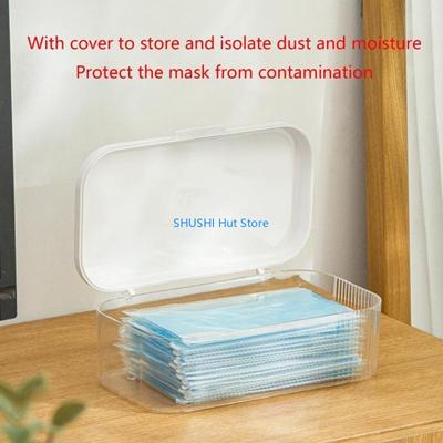 Masks Storage Box with Lid Transparent Multifunctional Masks Dispenser D57B