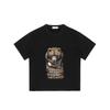 Black T Shirt with Bear and Russian Text Print for Casual Wear