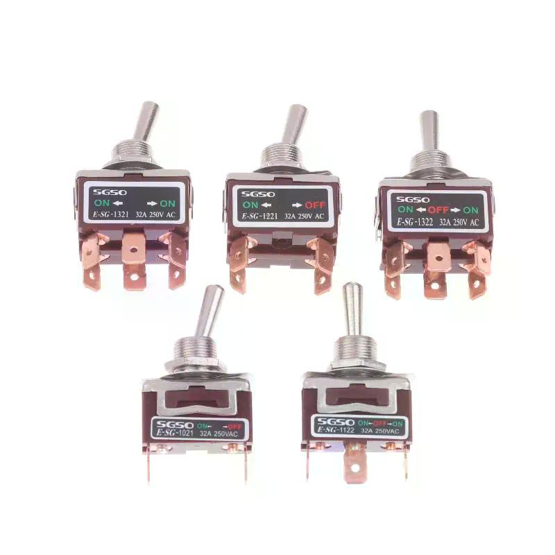1Pcs  Power Switch 2/3/4/6Pin E-SG Toggle Switch 32A 250VAC Rocker Switch With Brass Screw Foot Pin