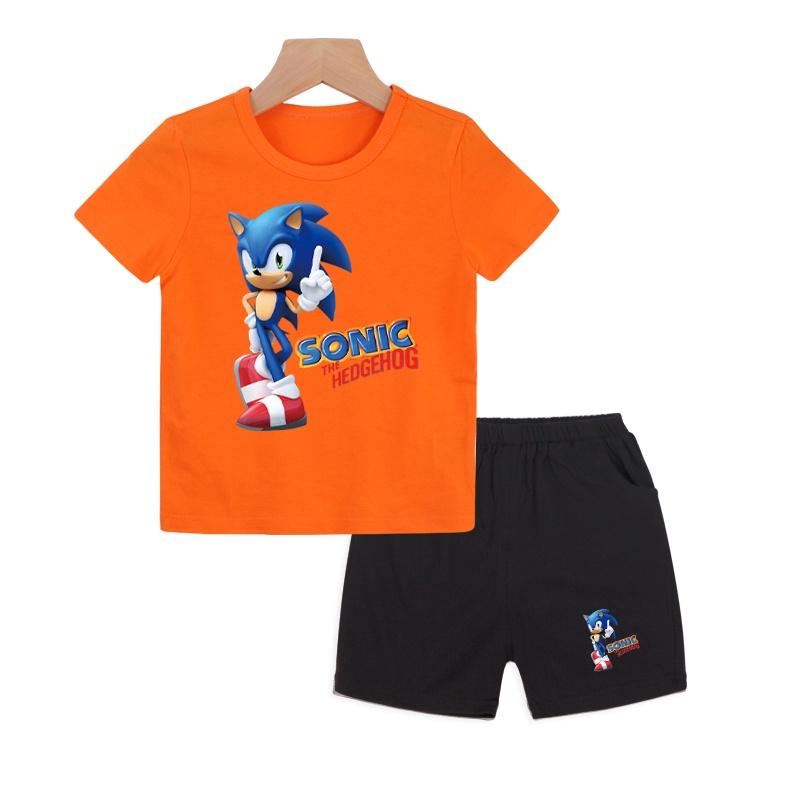 New Boys' Clothing Set, Children's Cartoon T-shirt, Short Sleeved T-shirt and Pants