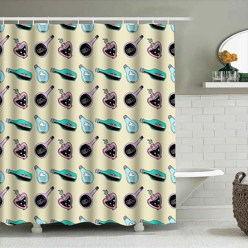 Colorful Magical Pottery Pattern Shower Curtain Bathroom Decor Home Accessories Decoration 180 x 205cm