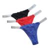 Crystal Rhinestone Thong Mid Waist Mesh Briefs Thin Lace Flower Panties  Ladies