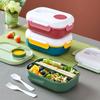 Square Bento Box With 3 Compartments PP Microwave-Safe Lunch Container Office Workers Students