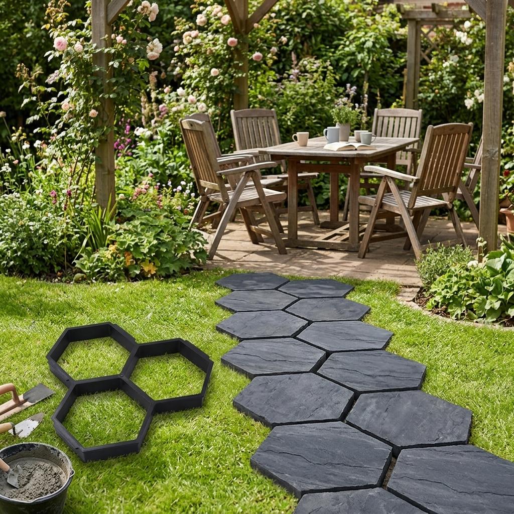 Sechseckige Kunststoff-Pflasterform - Wiederverwendbare Betonweg-Herstellerform für Garten, Terrasse, Gehweg, Auffahrt, Pflastersteinherstellung