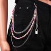 Double Layer Peach Heart Pants Chain with Lock & Key Pendant - Trendy Hip Hop Waist Accessory