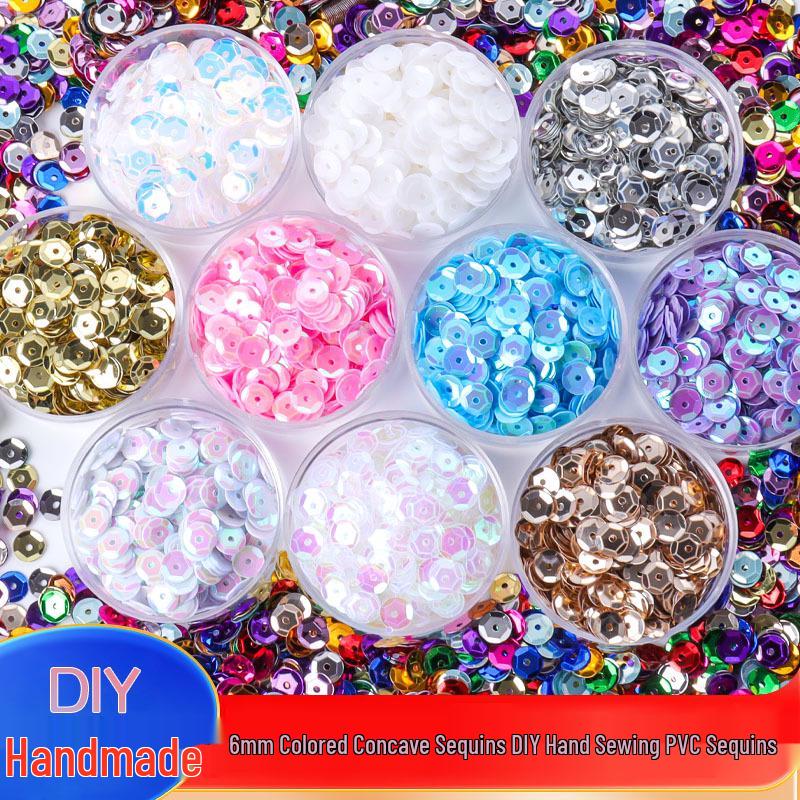 6mm Iridescent Silver Sequins: Laser Embossed Curved Pieces for DIY Embroidery, Wedding Dress Accessories, and Craft Ornaments.