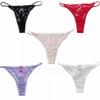 Transparent Lace Thong Women Sweet Style Thin Strap Seamless Underwear Panties Hollow Out Lace Bow Underpants Daily Wear