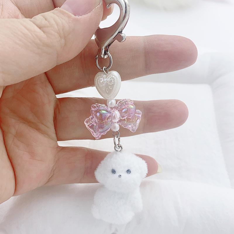 

Милый щенок с бантом в виде сердца, брелок, подвеска, мобильный телефон, цепочка, телефон, анти-потеря, шнурок, кавайный чехол для наушников, украшения, подарки