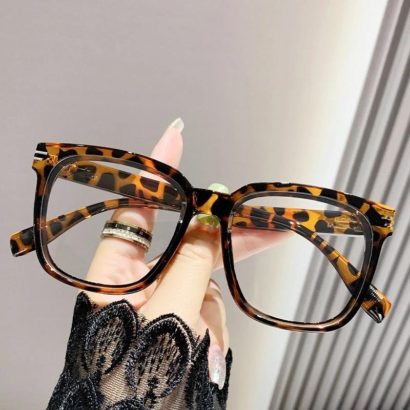 Unisex Square Frame Optical Glasses Fashion Anti Blue Light Plain Eyewear Oversized Computer Finished Prescription Eyeglasses
