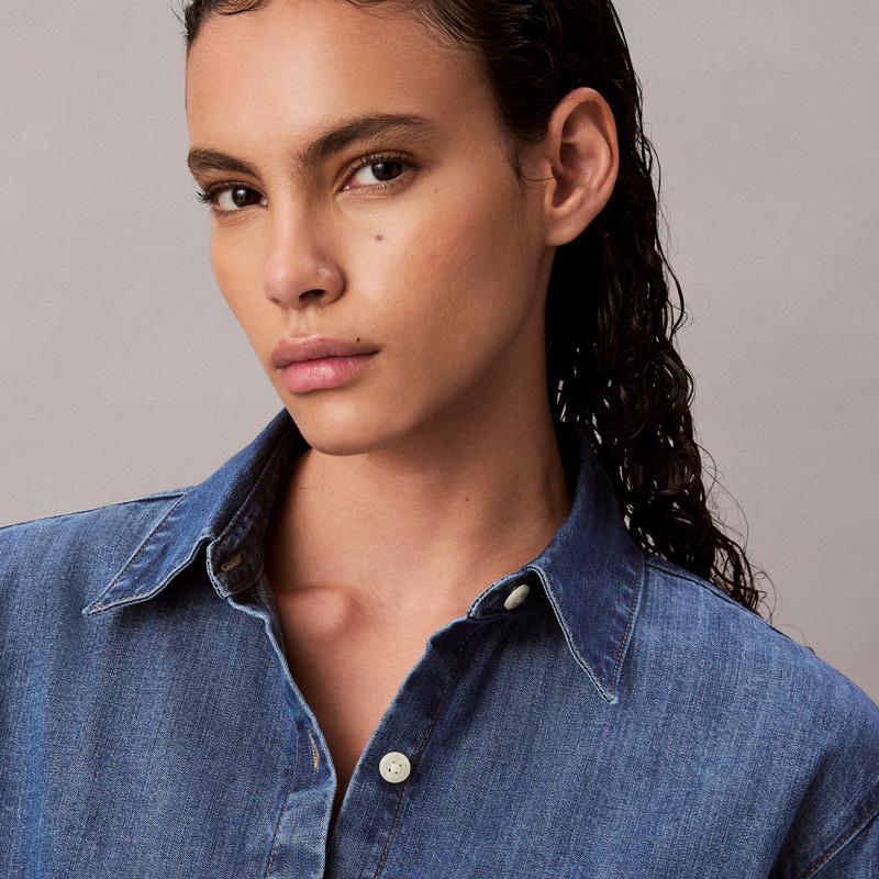 Calvin Klein Vintage Casual Commuter Loose Cotton Denim Shirt Women shirts 47D758G