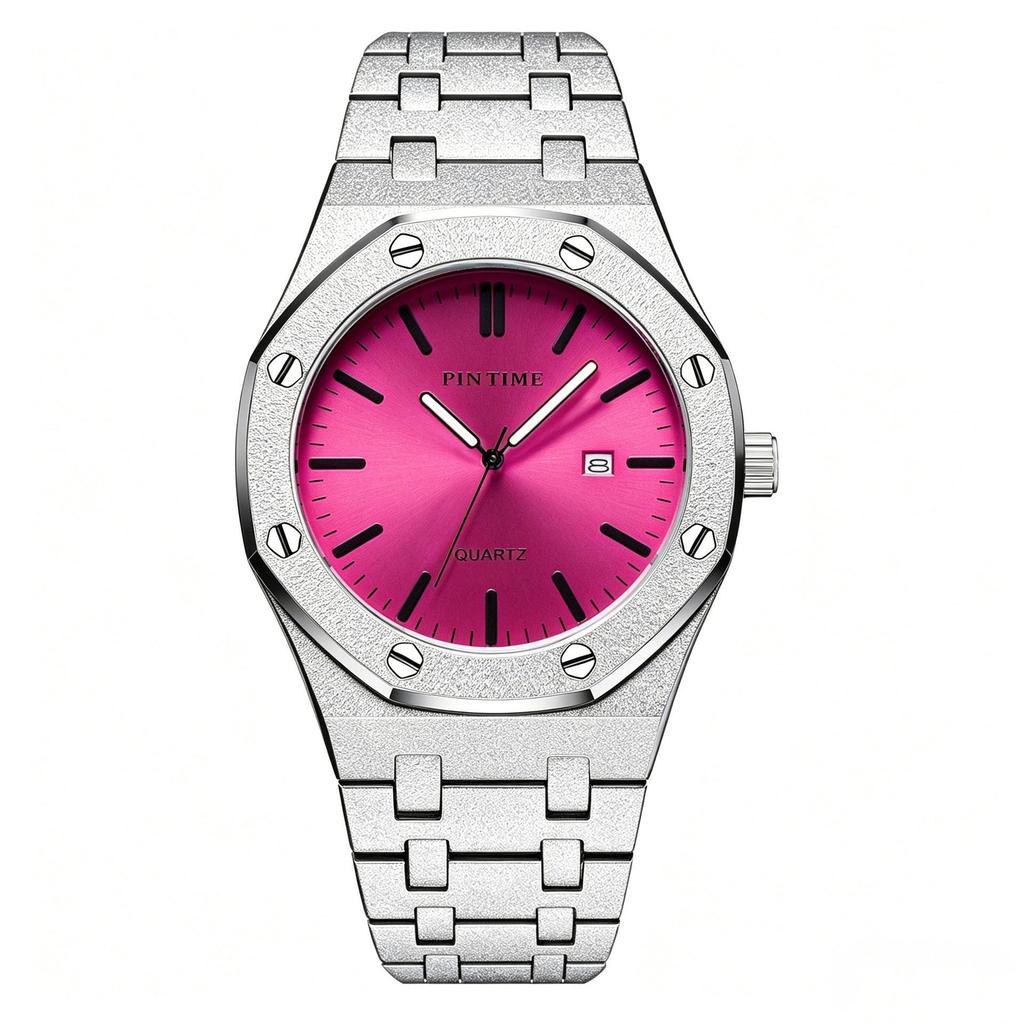 Mens Luminous Waterproof Watch Octagonal Analog Quartz Wrist Watch with Date Display