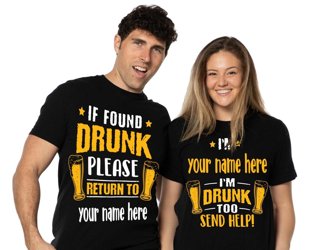 Custom add your name Couple tee shirts drinking party wife girlfriend husband tee valentine's day anniversary Men's Women's Tee Shirt
