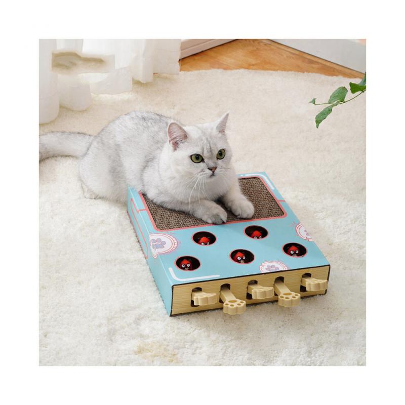 Cat Hunt Toy Wood, SCRATCH RESISTANT Surface Supports Natural Claw Sharpening, Whack A Mole Game Offers Interactive Fun