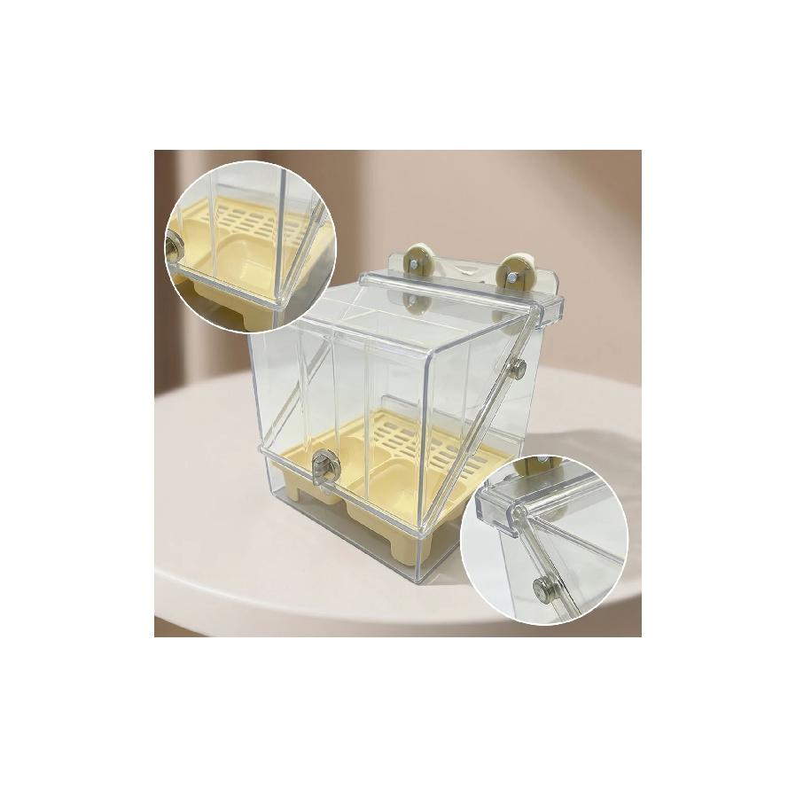 Cage Feeder Bowl Clear Bird Feeding Bowl Cage Bird Bath Compact Acrylic Pet Bath Transparent for Small Pets