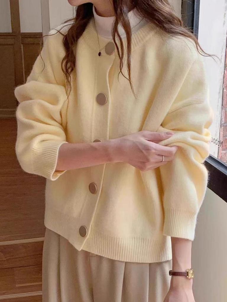 2025 Koreanischer Stil Rundhals Einfach geknöpfter Strick-Cardigan - Frühling bis Winter zu tragen