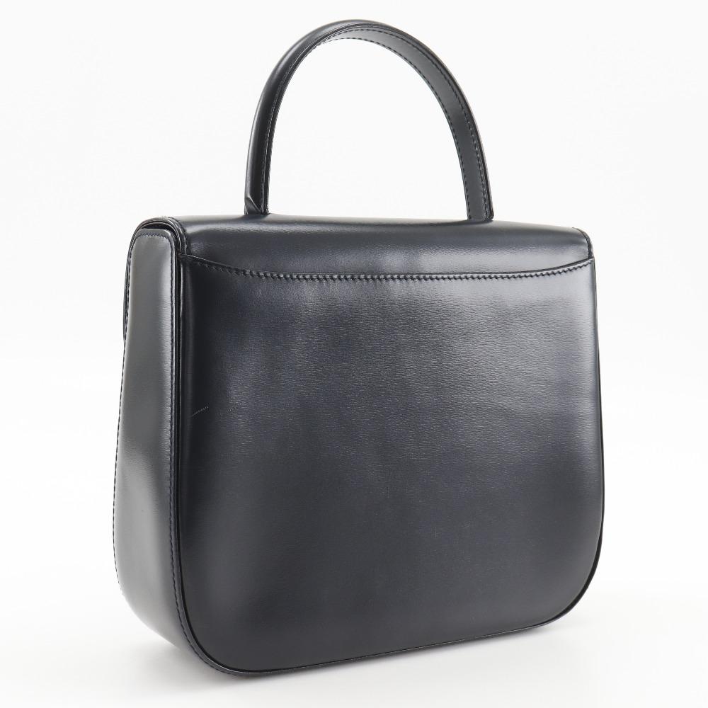 Cartier Sapphire Line Handbag One Handle Black Calfskin Women Used