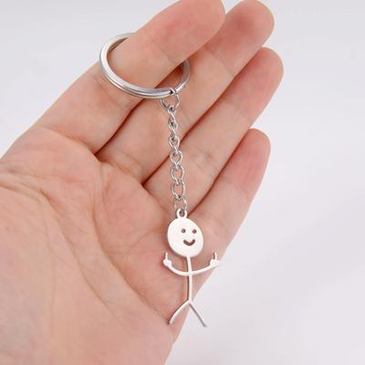 Funny Matchstick Men Keychain Middle Finger Heart To Heart Car Bag Pendant Key Ring Jewelry Couple Friend Gifts Wholesale