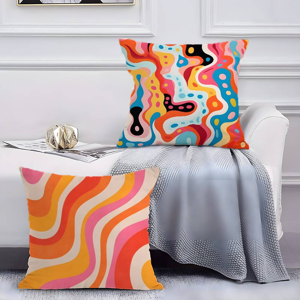 Abstract Geometric Pattern Pillow Case Anti-dustmite Pillowcase Invisible zipper silky short plush Sofa cushion cover