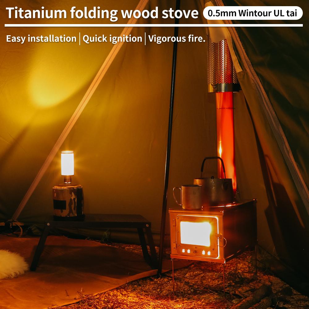 Foldable titanium wood-burning stove lightweight compact durable portable folding wood burning outdoor camping hiking bushcraft