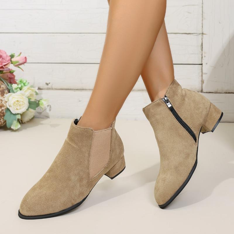 Nové dámské kotníkové boty na středním podpatku se špičatou špičkou, jednoduché boty