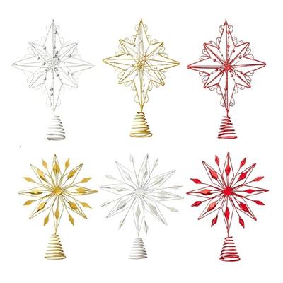 Elegant Christmas Tree Toppers Easy To Install Metal Star Festival Tree Top Ornament Home Decoration Accessories