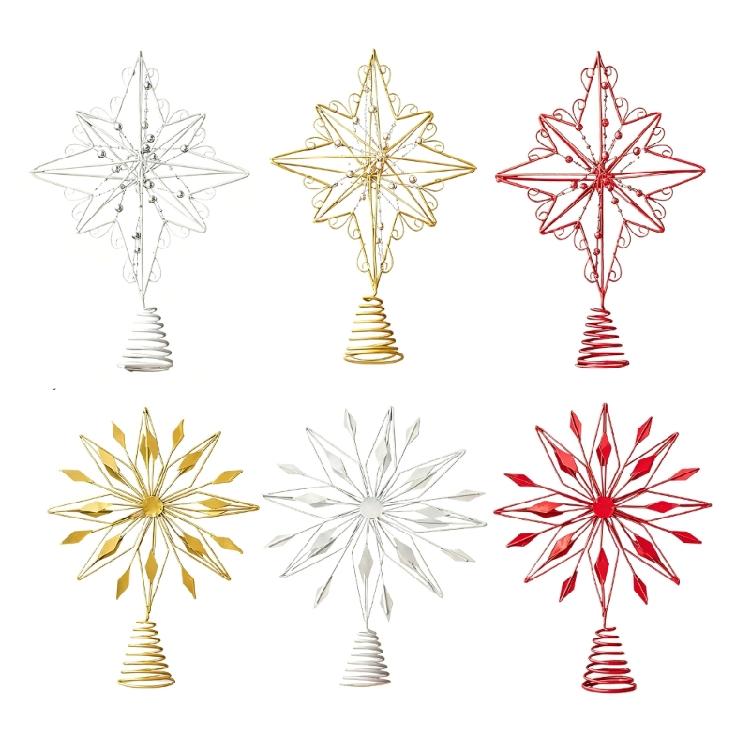 Elegante Weihnachtsbaumspitzen Einfach zu installieren Metallstern Festivalbaumspitze Schmuck Heimdekorationszubehör