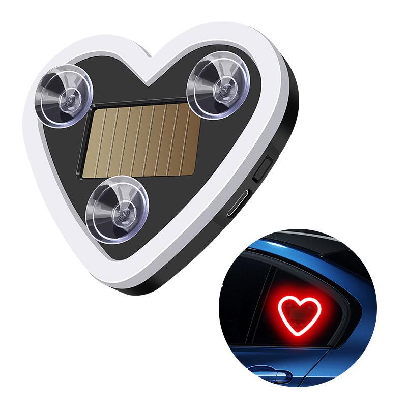 Car Led Window Decoration Heart Neon Light Suction Cup Fixed Luminous Heart Solar Ambient Neon Light Car Lights Accessories 1Pc