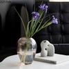 Amber Color Glass Vase Transparent Hydroponics Flower Pots Decorative Flower Arrangement Desk Decoration Vases Modern Home Decor