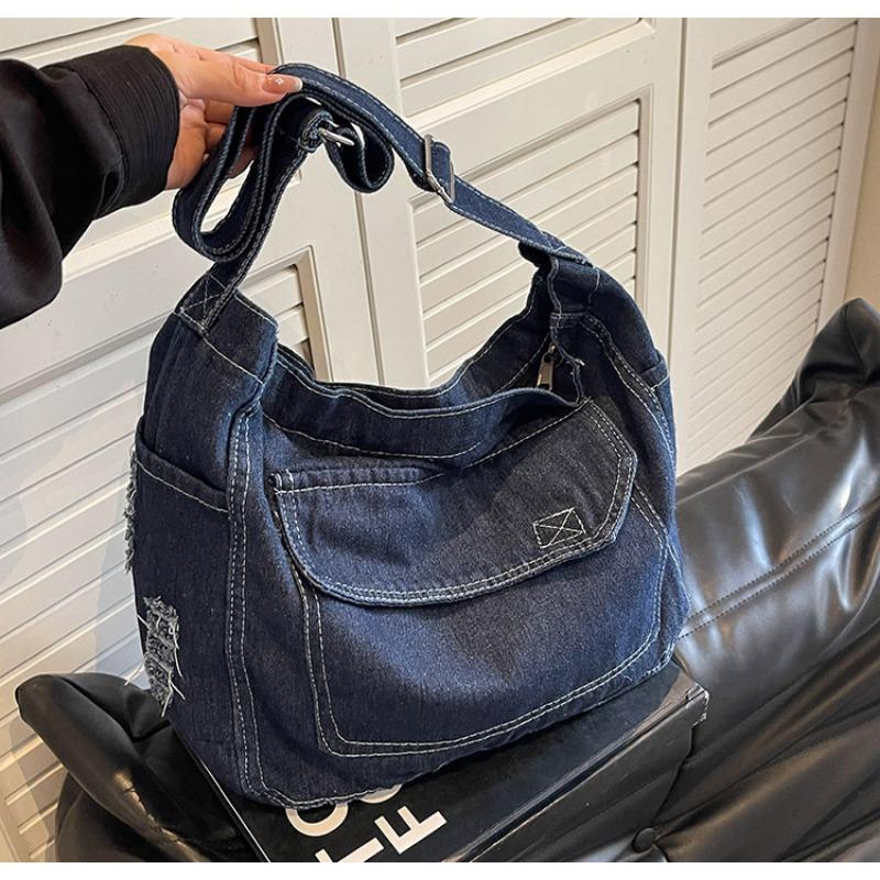 2025 New Denim Bag Ladies Casual Hundred Shoulder Tote Bag