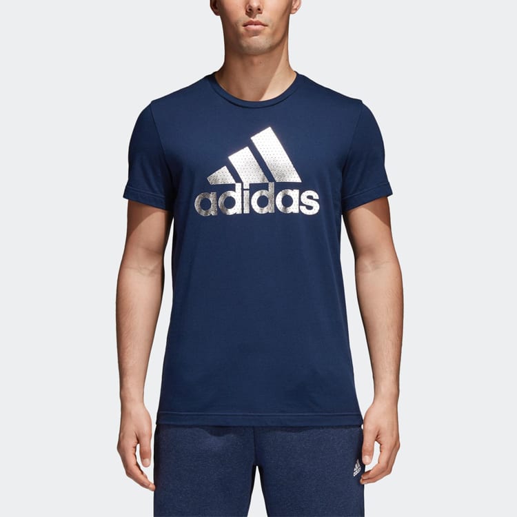 Adidas T Shirts Men's Blue Crew Neck Moderate Straight Fit CV4508